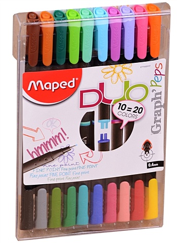 Ручки капиллярные двусторонние Graph Peps DUO, 20 цветов ручки капиллярные двусторонние graph peps duo 20 цветов