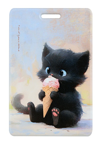Чехол для карточек вертикальный Сладкие коты Котик с мороженым (ДК2024-453) re pa чехол накладка artcolor для oppo reno4 с принтом разноцветный котик