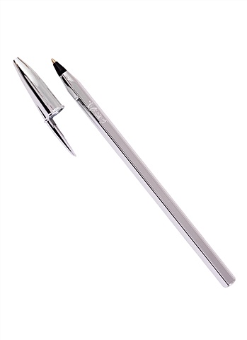 Ручка шариковая BIC CRISTAL Shine, 1 мм, серебр. корпус, черная
