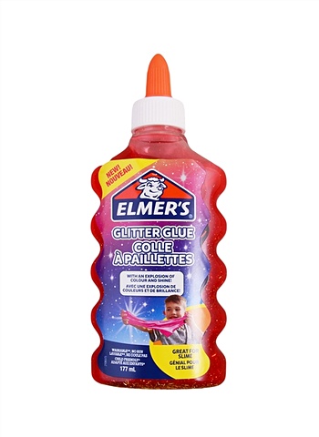 Клей для слаймов с блёстками 177мл, красный, Elmers клей гель elmers 2077253 блестки фиолетовые прозрачный