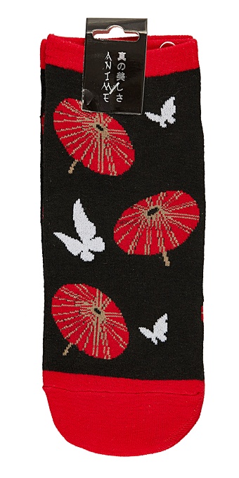 сумка шоппер аниме японский зонтик и бабочки черная текстиль 40см 32 см Носки Аниме Японский зонтик и бабочки (36-39) (текстиль)