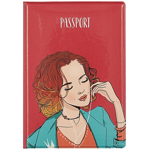 Обложка для паспорта Девушка, Ася Лавринович, розовая (ПВХ бокс)