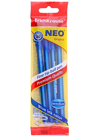 Ручки шариковые синие 04шт Neo Original подвес, ErichKrause набор из 2 х ручек brunovisconti шариковые 1 мм синие citywrite original арт 20 0018 2