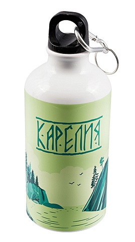Бутылка с карабином Карелия зеленая(металл) (500мл)