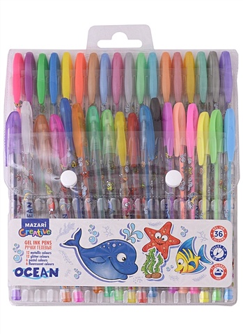 Ручки гелевые 36цв OCEAN, с ароматизированными чернилами, блистер, подвес, MAZARI
