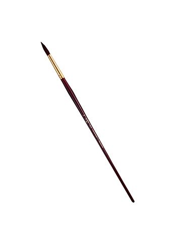 Кисть художественная №16 Вернисаж, синтетика бордовая, круглая, длинная ручка, Гамма