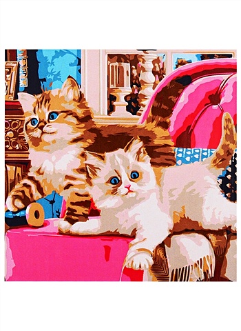 Холст с красками по номерам Пушистые котята, 20 х 20 см холст с красками 40 × 50 см по номерам котята и пряжа