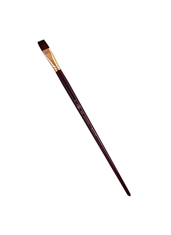 Кисть художественная №16 Вернисаж, синтетика бордовая, плоская, длинная ручка, Гамма
