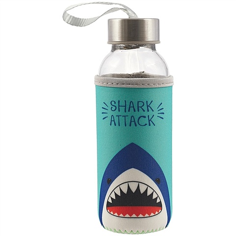 бутылка стеклянная велес gja 0 74 л череп фиолетовый Бутылка в чехле Акула. Shark Attack, 300 мл