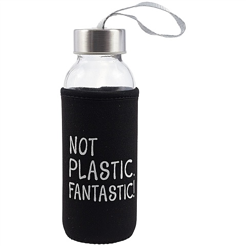 Бутылка в чехле с цветом Not Plastic Fantastic (черная) (300мл) (стекло) бутылка в чехле велюр планеты и звезды черная стекло 400мл 12 07599 bsq 035
