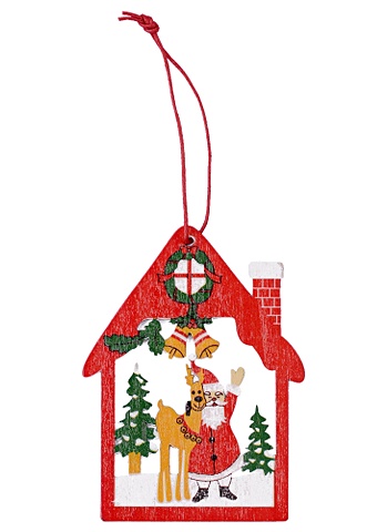 Подвеска новогодняя В праздничном домике (дерево) (7,5х10) (4345404 ) подвеска новогодняя новогодняя варежка