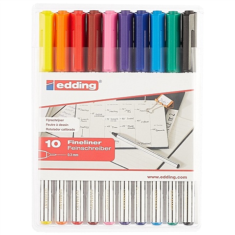 Капиллярные ручки Edding, 10 цветов ручки капиллярные двусторонние graph peps duo 20 цветов