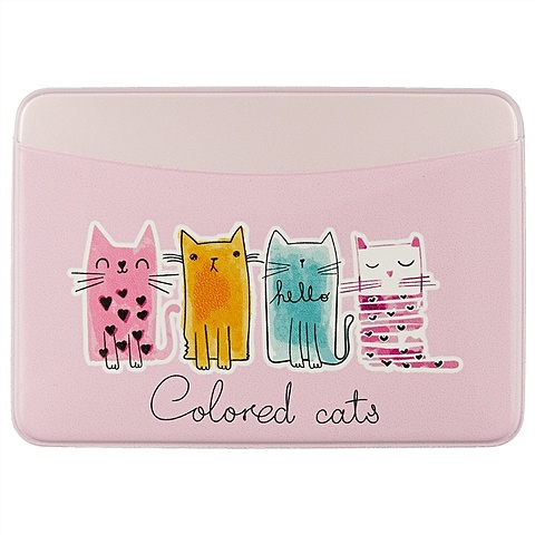 Чехол для карточек «Colored cats», 2 кармашка ультратонкий силиконовый чехол накладка для oppo reno2 z с принтом разноцветные капли