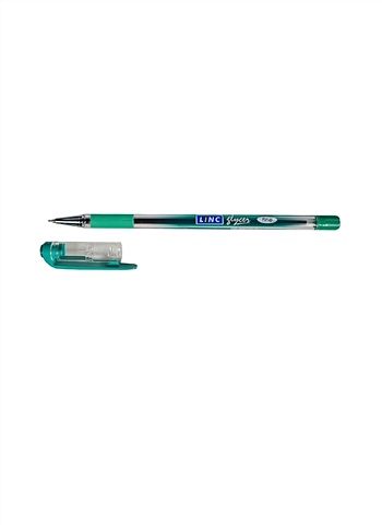 Ручка шариковая зеленая Glycer 0,7мм, резин.грип, пласт.корпус, колпачок, Linc