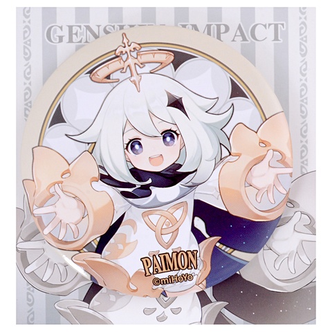 Значок Genshin Impact Can Badge Paimon 8cm genshin impact paimon anime figure paimon action figure genshin q version impact paimon figurine collectible model doll toys
