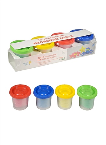 цена Набор для детской лепки Тесто-пластилин Неоновые цвета (ТА1016) (4 цвета) (3+) (упаковка)