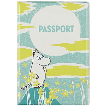 Обложка для паспорта MOOMIN Муми-тролль, цветы и солнце (ПВХ бокс) цена и фото