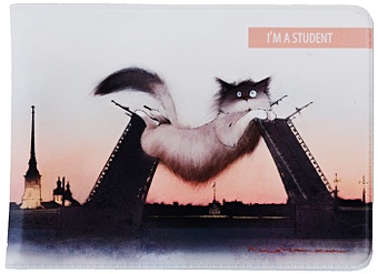 Обложка для студенческого СПб Кот, Дворцовый мост, Петропавловская крепость цена и фото