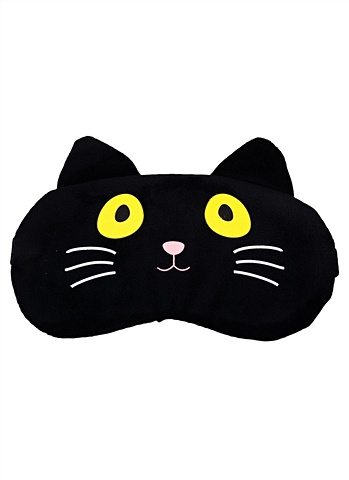 Маска для сна Кот черный с усами маска для сна кот черный с усами