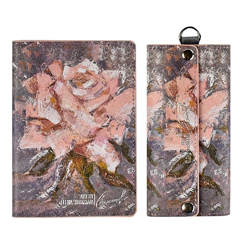 Подарочный набор обложка для паспорта + ключница Розы
