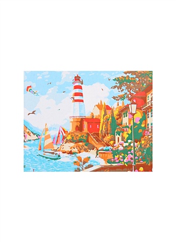 Холст с красками по номерам Маяк у моря, 17 х 22 см холст с красками 40 × 50 см по номерам деревушка у моря