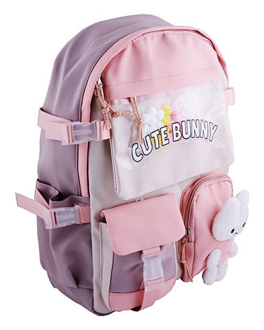 Рюкзак Зайка 42*27*15см, сирен-розовый, с игрушкой рюкзак подушка для безопасности малыша зайка цвет розовый