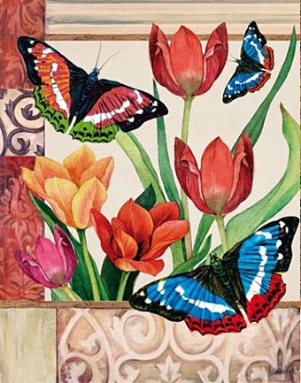 цена Записная книжка, Феникс+ А7 (75*110мм) 192стр Бабочки и тюльпаны твердая обложка