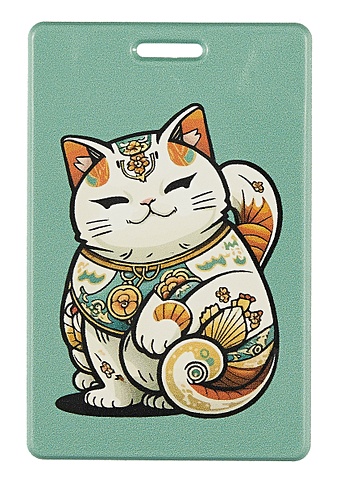 Чехол для карточек вертикальный Котик Манэки-нэко (мятный) ручка гелевая котик манэки нэко