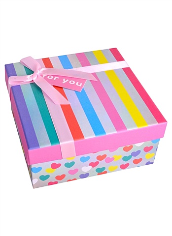 Коробка подарочная Веселые сердечки 17*17*8см. картон коробка подарочная веселые сердечки 17 17 8см картон