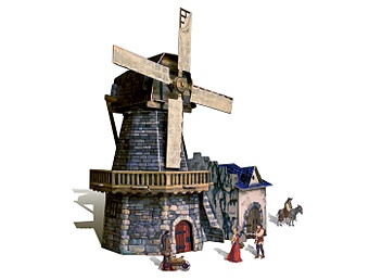 Сборная модель Средневековый город. Мельница/Ветряная мельница мерцающая ветряная мельница креативная экологически чистая ветряная мельница динозавра мигающая ветряная мельница светящаяся игрушка д