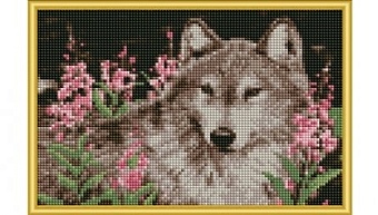 Набор для творчества, Алмазная мозаика Волк в цветах (класс.) 22*32см, (13цв.) Волк в цветах AC22032