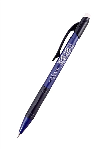 Карандаш механический 0,5 НВ с ластиком, синий корпус, inФОРМАТ карандаш механический gr 777 0 5 мм светло синий