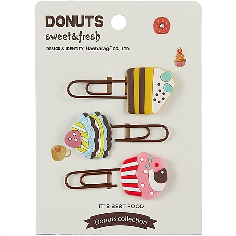 Набор Скрепки-закладки Donuts (3 шт) набор скрепки закладки птицы ethnic birds 4 шт