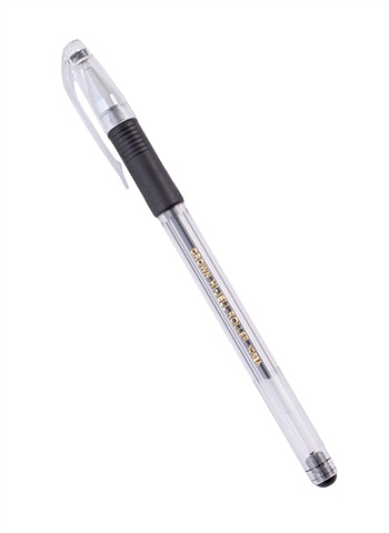 Ручка гелевая черная Hi-Jell Grip 0,5мм, грип, Crown