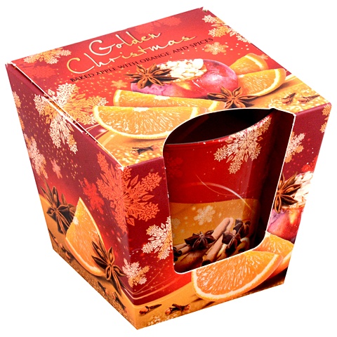 Ароматизированная свеча в стакане Золотое рождество (115 г) (подарочная упаковка) свеча в стакане chameleon черная роза 7 9х8 2см 30ч г ароматизированная