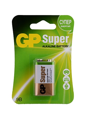 Батарейка GP Super MN1604 (6LR61) Крона, алкалиновая, BC1 батарейка navigator high power 6lr61 алкалиновая 1шт