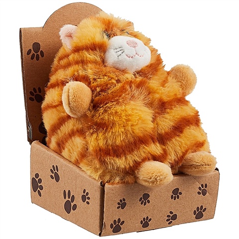 Котик-толстяк рыжий в крафт коробке