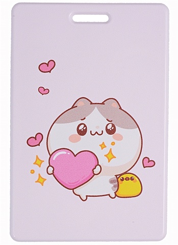 чехол для карточек вертикальный kawaii котики кусь Чехол для карточек Kawaii Котик с сердечком