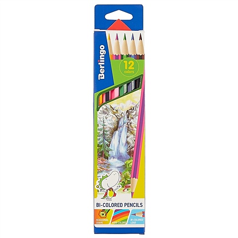 Цветные карандаши Berlingo двухцветные, 6 штук