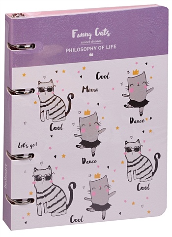 Тетрадь 120 листов клетка Funny cats на кольцах, сменный блок цена и фото