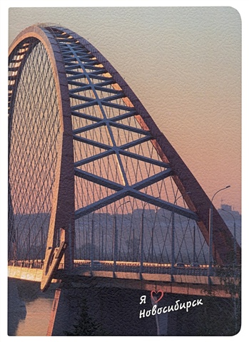 Записная книжка А6 32л кл. Новосибирск. Бугринский мост, тонир. внутр. блок, сшивка