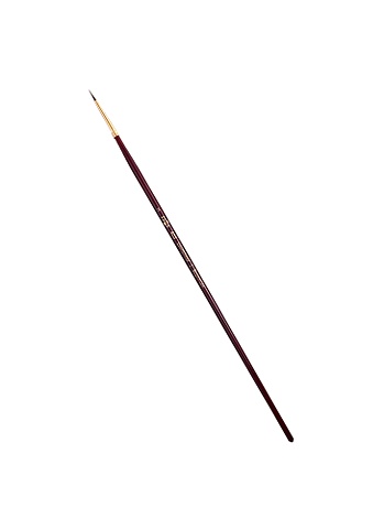 Кисть художественная №2 Вернисаж, синтетика бордовая, круглая, длинная ручка, Гамма