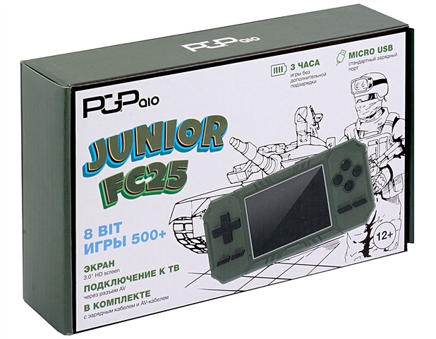 Игровая приставка PGP AIO Junior FC25 (зеленая, модель FC25b) портативная игровая ретро приставка pgp aio junior fc25b зеленая