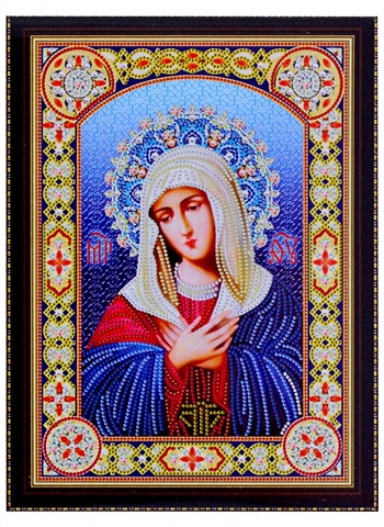 Алмазная мозаика на подрамнике "Икона Умиление Пресвятой Богородицы №1", 30 х 40 см, блестящая, с частичным заполнением