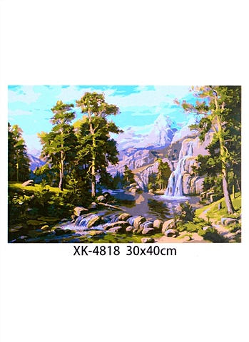 Холст с красками по номерам Пейзаж с водопадом, 30х40