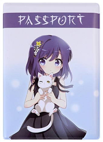 Обложка для паспорта Аниме Девушка с белым котиком (Сёдзё) (цветная) (ПВХ бокс)