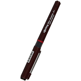 Ручка для черчения 0.1мм черная Tikky Graphic корп.бордовый, Rotring