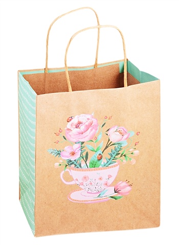 Пакет подарочный Цветы в чашке, А5 силиконовый чехол синие цветы в чашке на meizu m5s мейзу м5 эс
