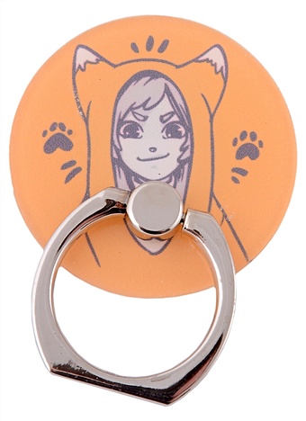 Держатель-кольцо для телефона Аниме Девушка в капюшоне комикс (металл) (коробка) цена и фото