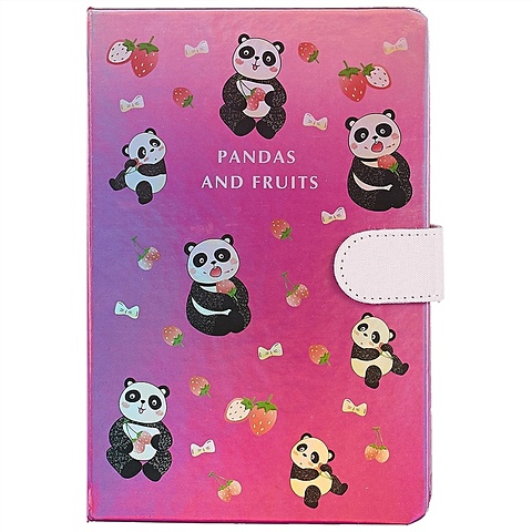 Блокнот с магнитной застежкой Panda and Fruits (голография)